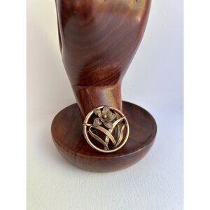 Circa Mid Century Modern Floral Pin Signed Diana- Art Nouveau Style